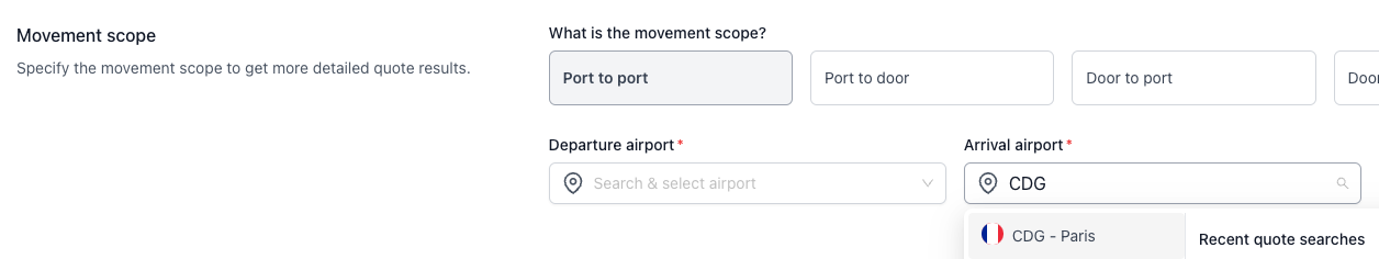Arrival airport example
